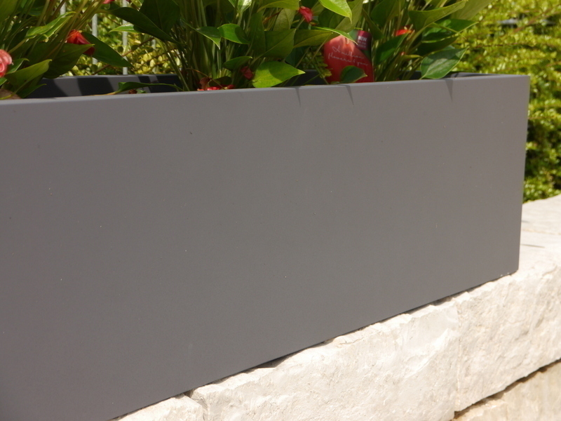 Pflanztrog SUPREMO, TÜV-geprüft, Pflanzkübel, Fiberglas anthrazit 100x25x25