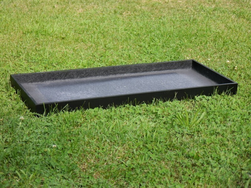Komplettset 2-teilig: Pflanzkübel mit Untersetzer, Fiberglas schwarz 100x40x50