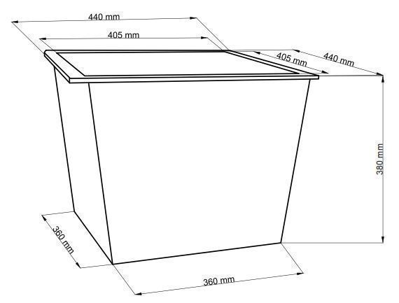 Pflanzeinsatz L44x B44x H38cm, mit Bewässerungssystem 