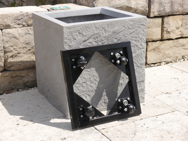 Pflanzkübel ROCKS für ROLLEN, grau 40x40x40