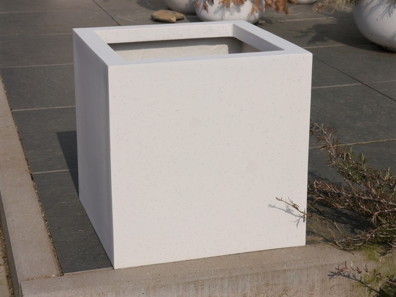 Pflanzkübel SUPREMO, Fiberglas weiß 40x40x40