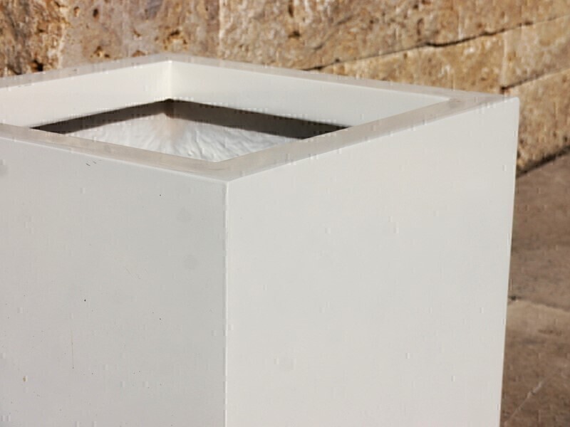 Pflanzkübel SUPREMO, Hochglanz weiß 50x50x50
