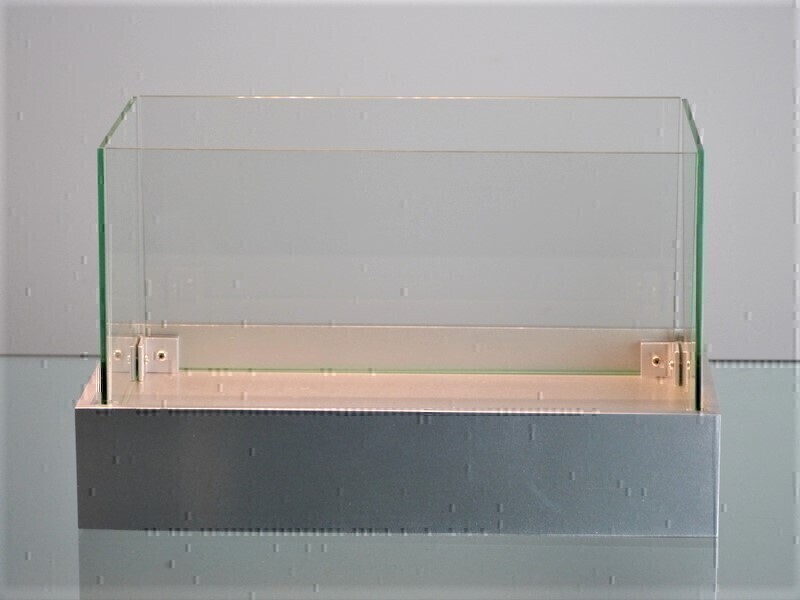 Windlicht BEL AIR aus Fiberglas/Glas in silber *REDUZIERT* 50x27x30