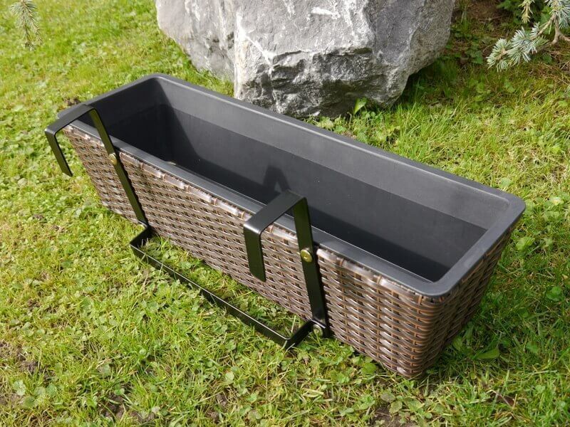 Balkonkasten PRIMO L60x B20x H16cm aus Polyrattan in mokka, m