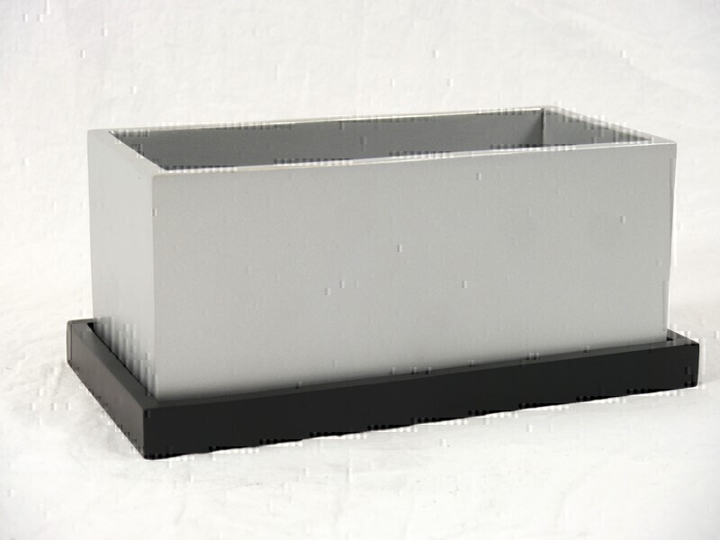 Blumentopf LEA mit Untersetzer- silber/schwarz 