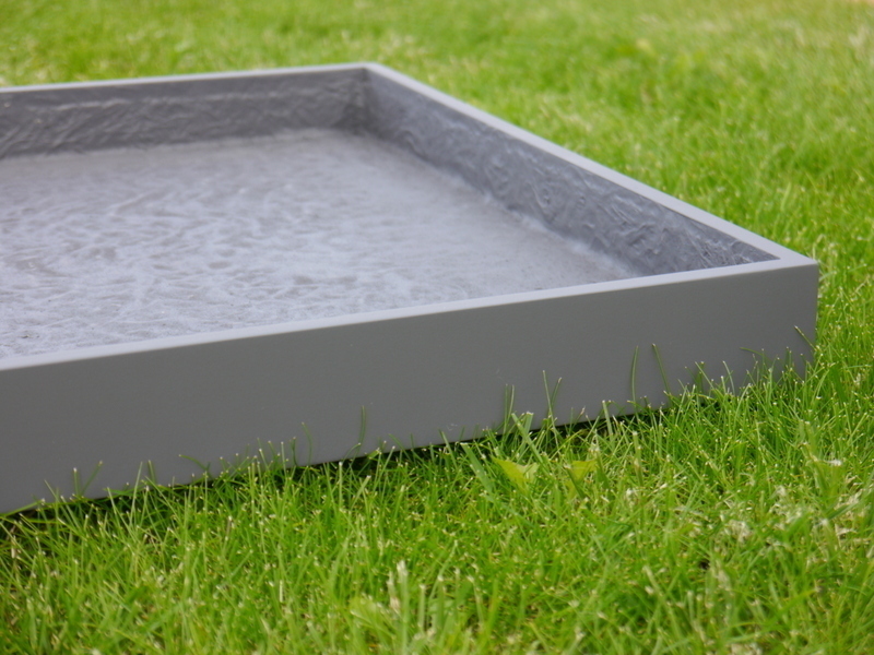 Komplettset 2-teilig: Pflanzkübel mit Untersetzer, Fiberglas betongrau 50x50x50