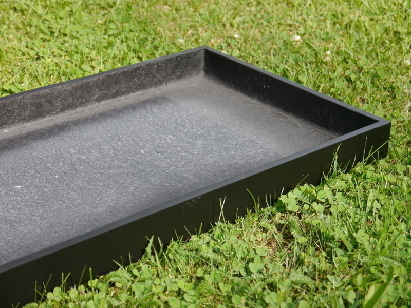 Komplettset 2-teilig: Pflanzkübel mit Untersetzer, Fiberglas schwarz 100x40x50