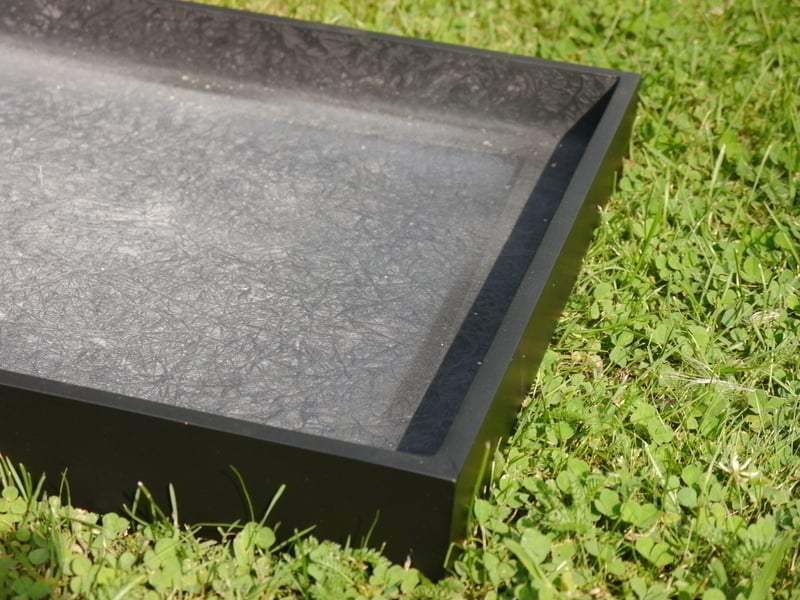 Komplettset 2-teilig: Pflanzkübel mit Untersetzer, Fiberglas schwarz 40x40x40