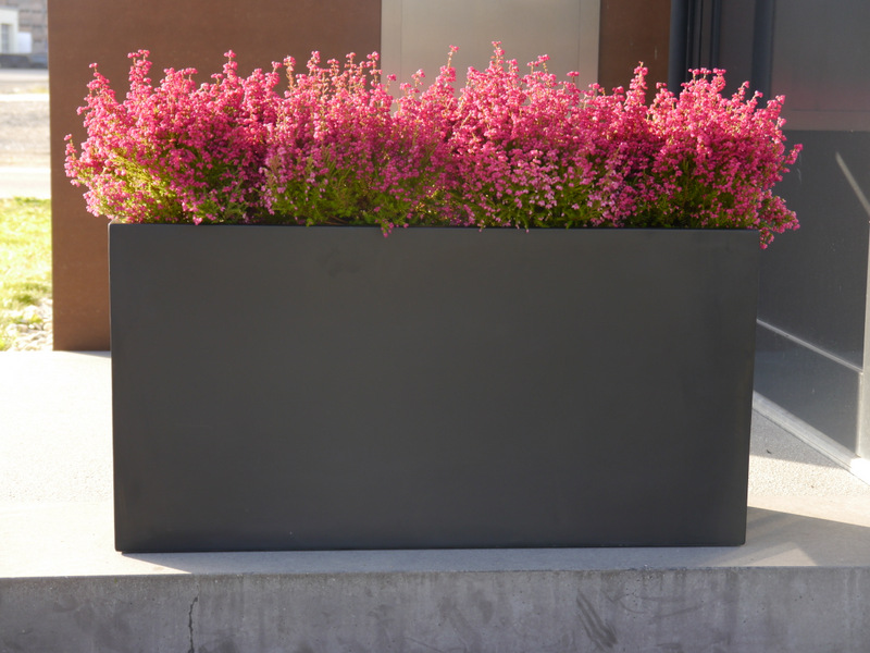 Pflanztrog d. BUNDESGARTENSCHAU, Pflanzkübel, Fiberglas schwarz 100x40x50