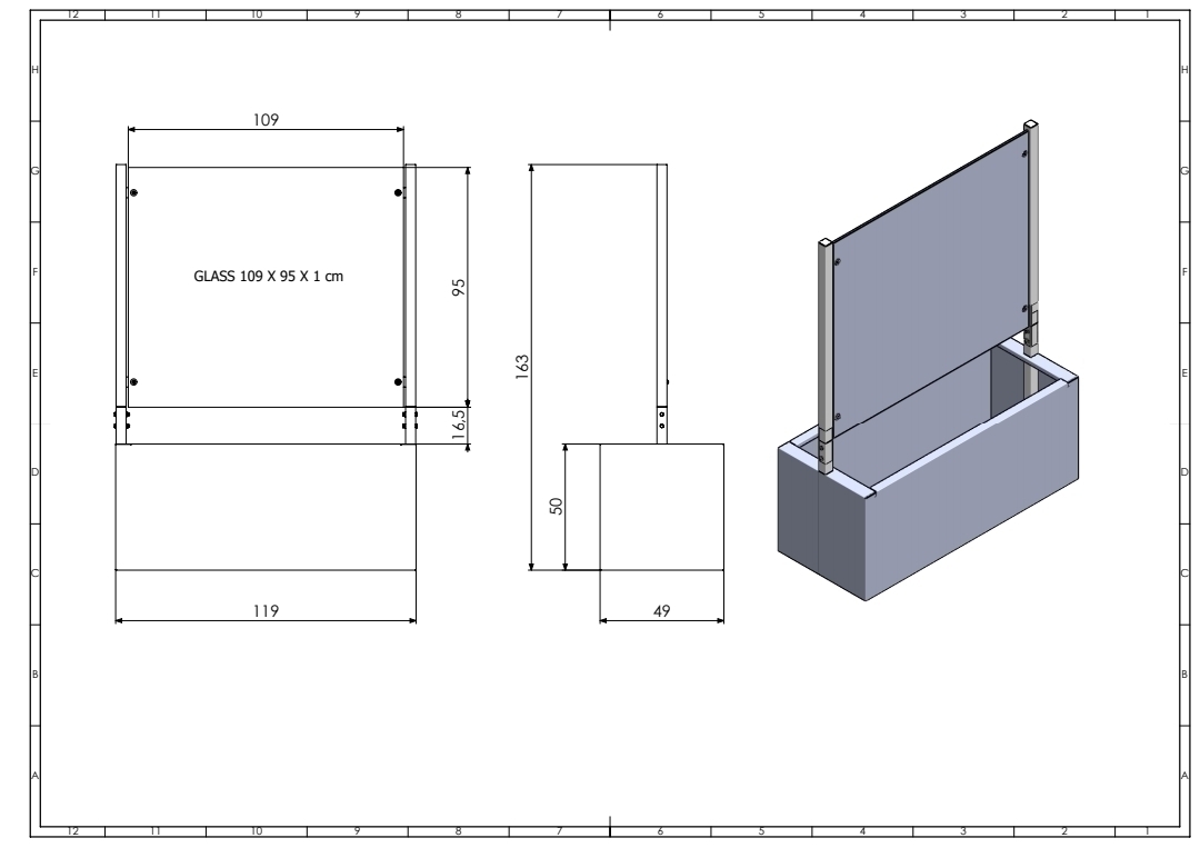 Raumteiler aus Metall mit Sicherheitsglas (Klarglas), anthrazit 