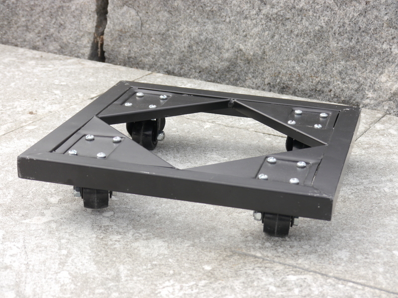 Komplettset 2-teilig: Pflanzkübel mit Roller, Fiberglas anthrazit 50x50x50