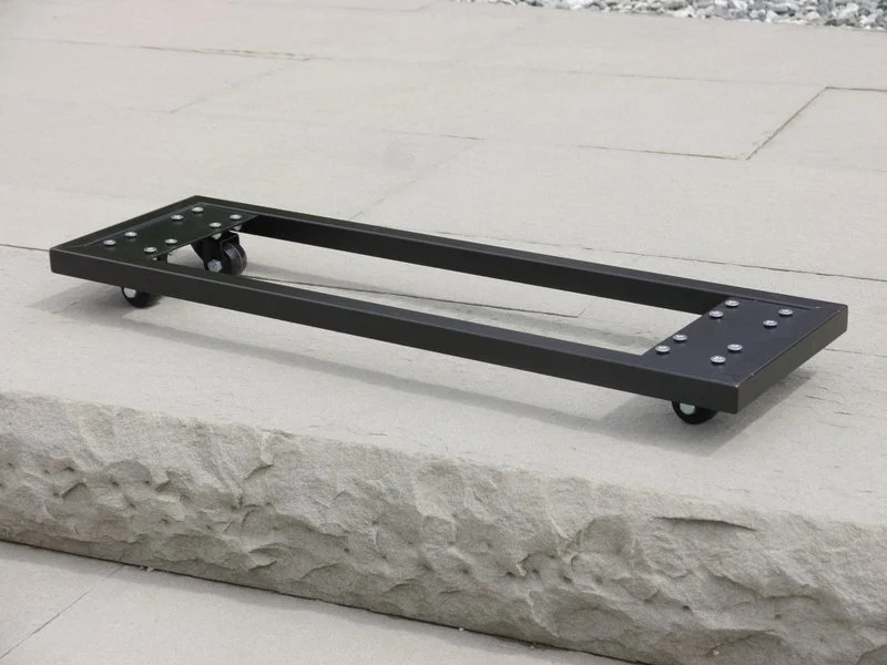 Komplettset 2-teilig: Pflanzkübel mit Roller, Fiberglas anthrazit 80x30x40