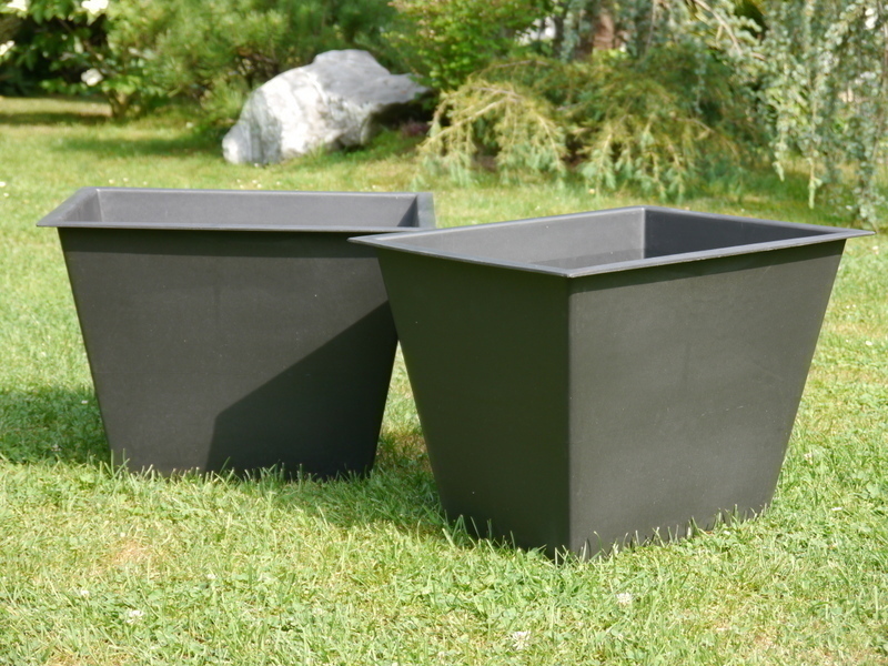 Komplettset 3-teilig: Pflanzkübel mit Untersetzer und Einsatz, Fiberglas anthrazit 100x40x50