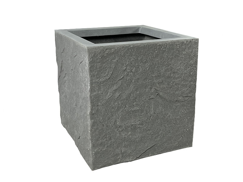Pflanzkübel ROCKS, Blumentopf, grau ( Rollen optional) 40x40x40