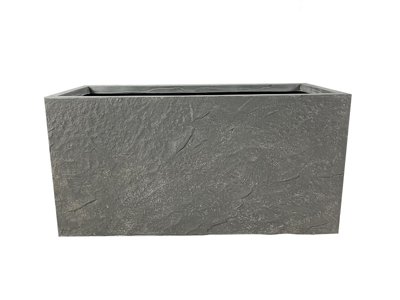 Pflanztrog ROCKS, Pflanzkübel, Fiberglas grau (Rollen optional) 100x40x50