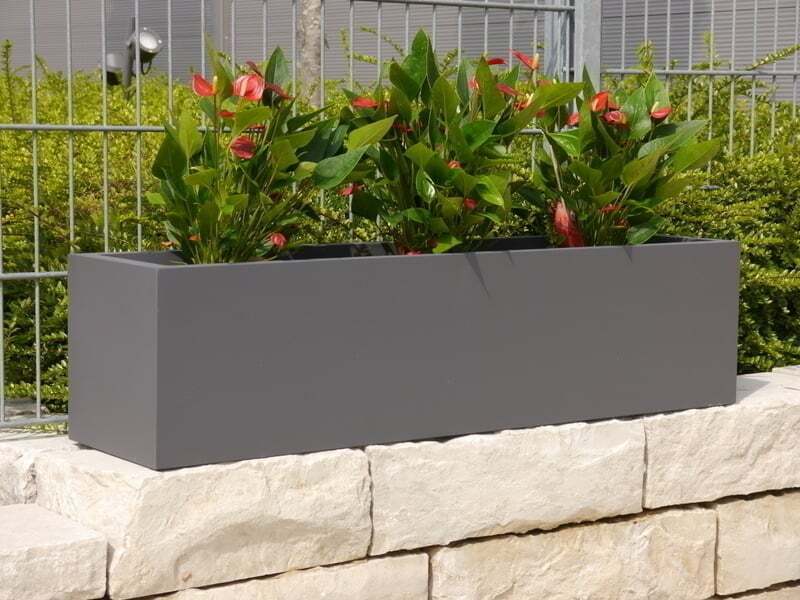 Balkonkasten LINEA inkl. Befestigung für Geländer, anthrazit 80x18x18