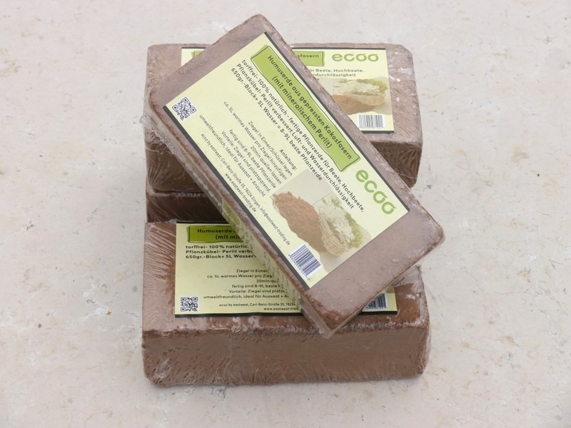 Humuserde I Kokoserde ECOO mit mineralischem Perlit/650gr. je Block 2er Set
