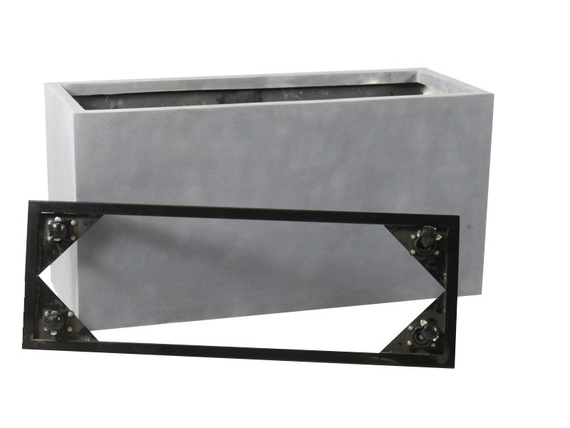 Komplettset Pflanzkübel mit Roller und Erde, betongrau 120x50x60