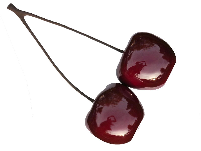 Deko-Doppelkirsche in Hochglanz rot 