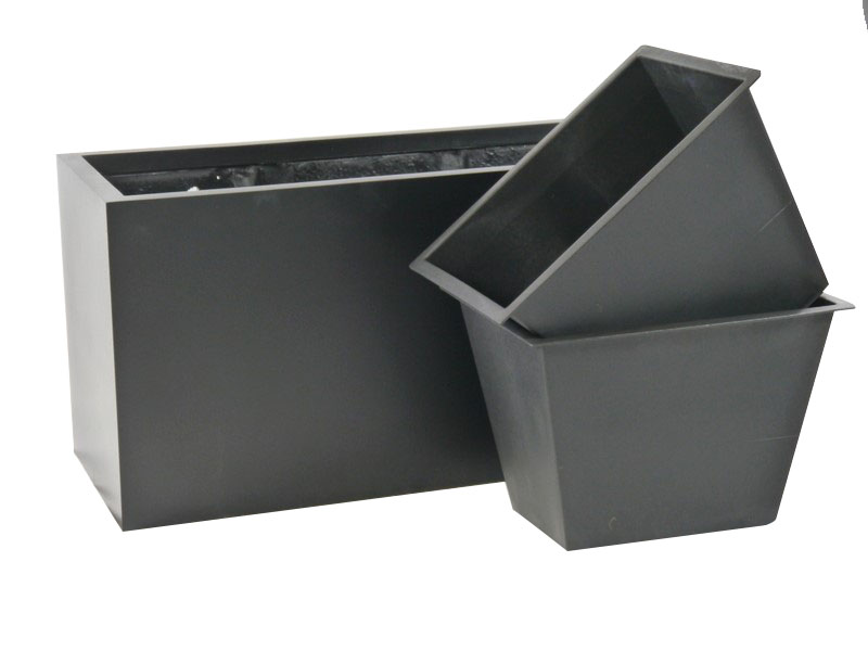 Komplettset 2-teilig: Pflanzkübel mit Einsatz, Fiberglas schwarz 100x40x50