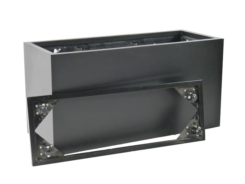 Komplettset 2-teilig: Pflanzkübel mit Roller, Fiberglas schwarz 120x50x60