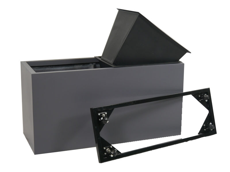 Komplettset 3-teilig: Pflanzkübel mit Einsatz und Roller, Fiberglas anthrazit 100x40x50