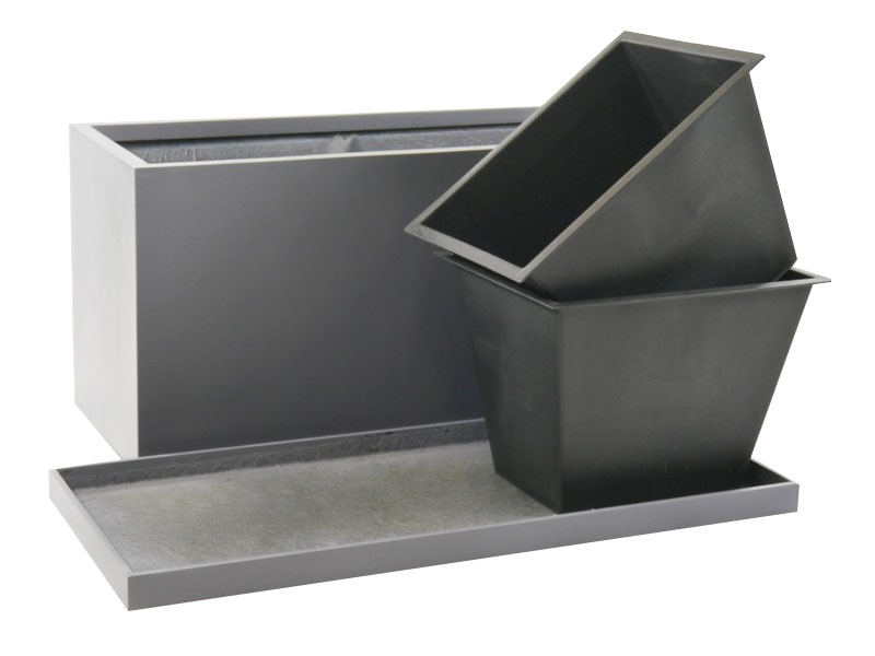 Komplettset 3-teilig: Pflanzkübel mit Untersetzer und Einsatz, Fiberglas anthrazit 100x40x50