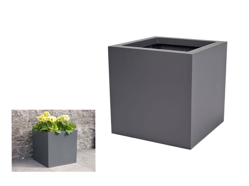 Pflanzkübel, Blumentopf, Fiberglas anthrazit (Rollen optional) 60x60x60