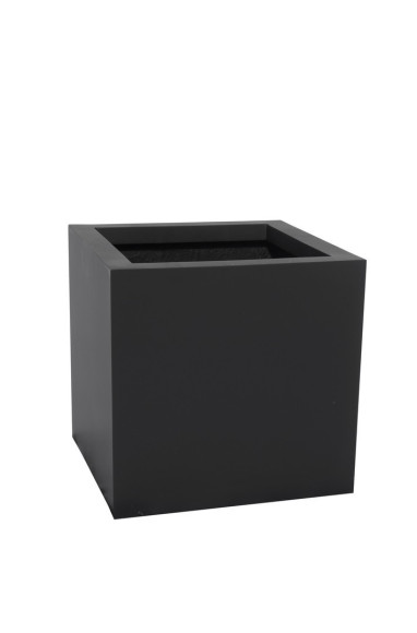 Pflanzkübel, Blumentopf, Fiberglas schwarz  (Rollen optional) 40x40x40