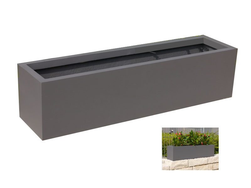 Pflanzkübel SUPREMO, TÜV-geprüft, Fiberglas anthrazit 50x18x18