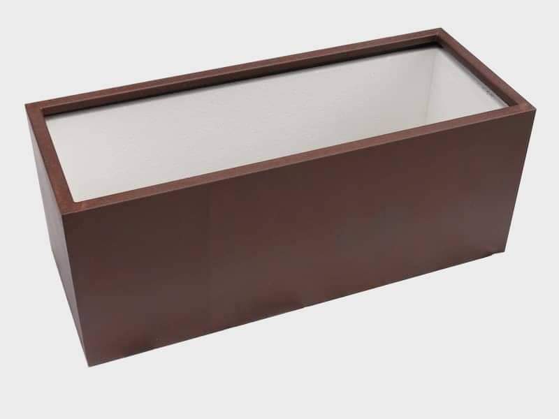 Pflanztröge aus Cortenstahl für Rollen, rostfarben 100x40x40