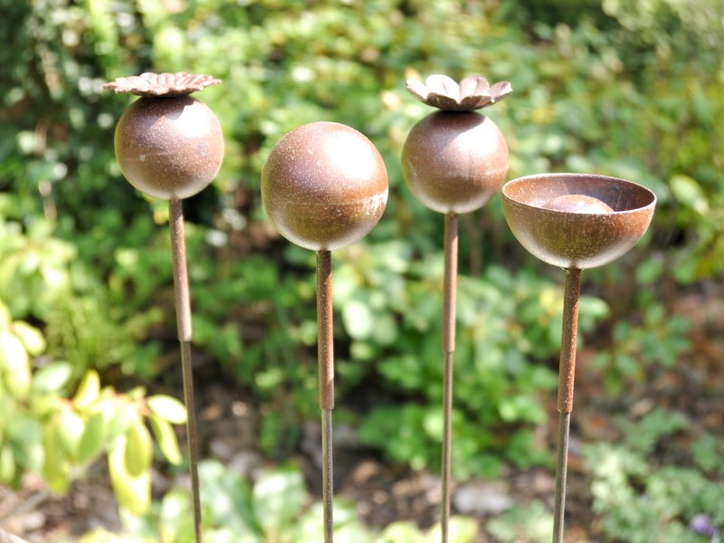 Pflanzenstab FLOWER aus Cortenstahl, rostfarben - jetzt reduziert 5x120